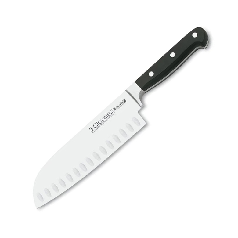 Cuchillo Santoku alveolado forjado con mango de POM y hoja de 18 ...