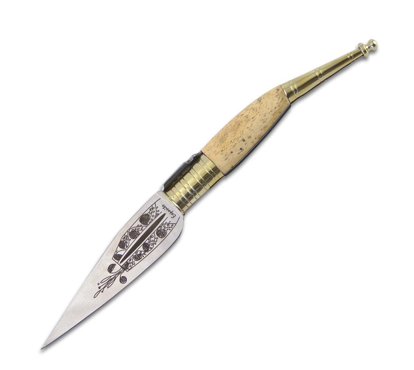 Navaja Sevillana S. XVIII con cachas de hueso y hoja grabada
