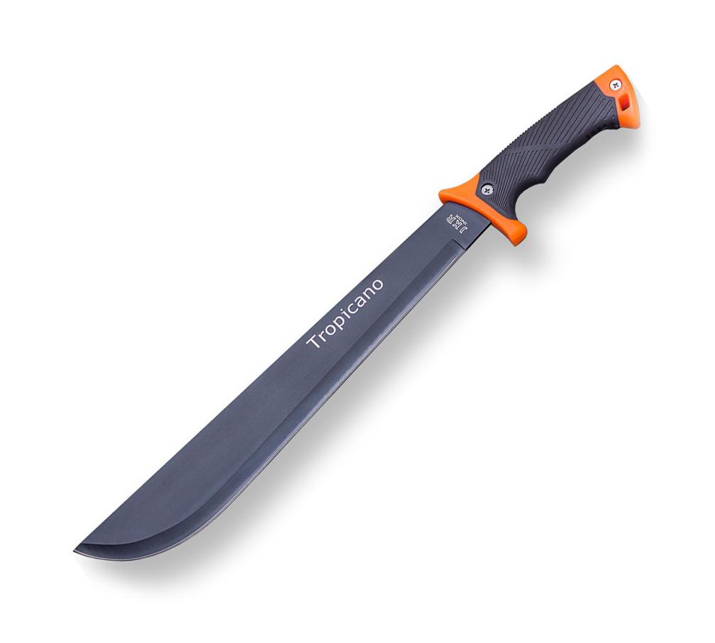 Machette Tropicano avec lame noire de 38 cm et ABS orange et manc...