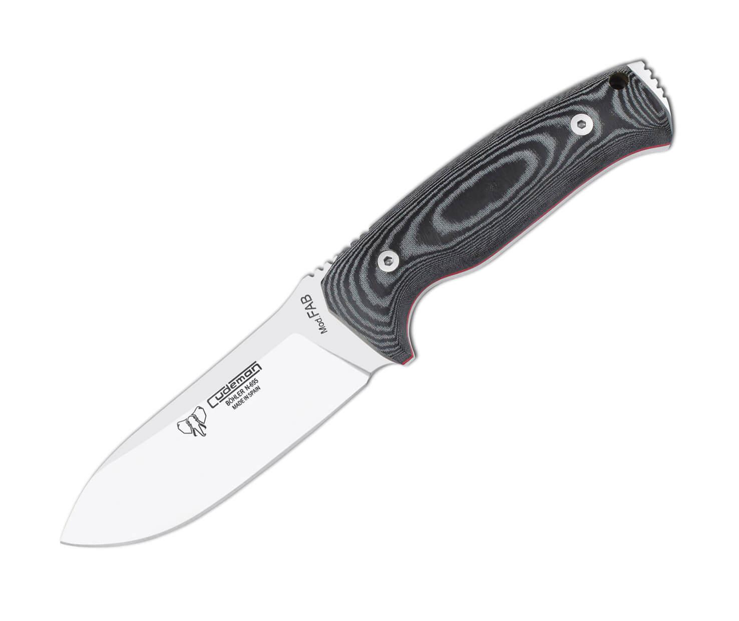 Cuchillo de supervivencia modelo Fab I. Mango micarta negra. Acer...