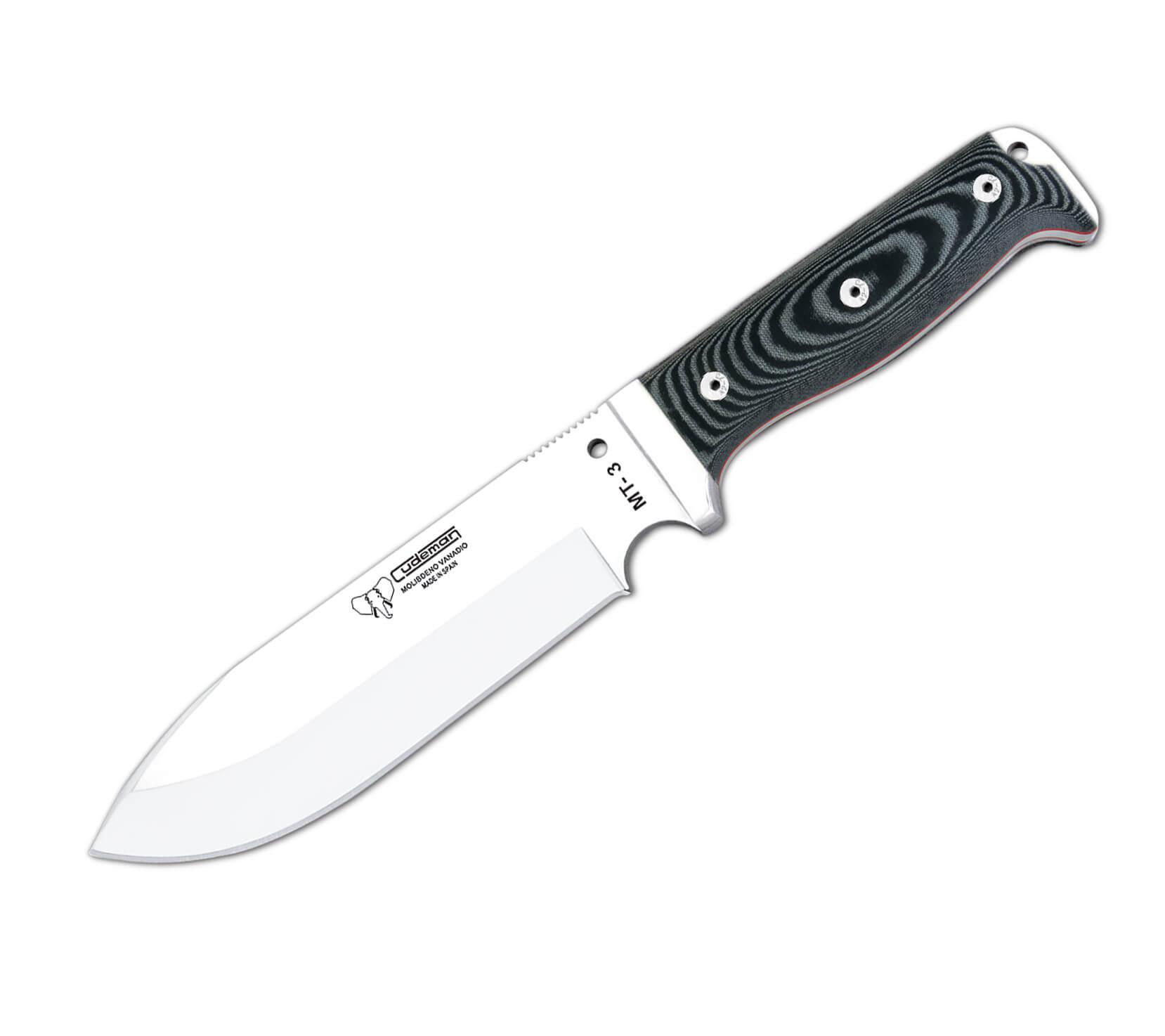 Cuchillo MT3 Cudeman. Mango micarta negra. Funda de cuero