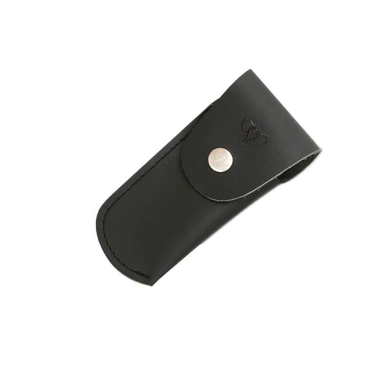 Funda de cuero negra Cudeman para navajas, 10 cm