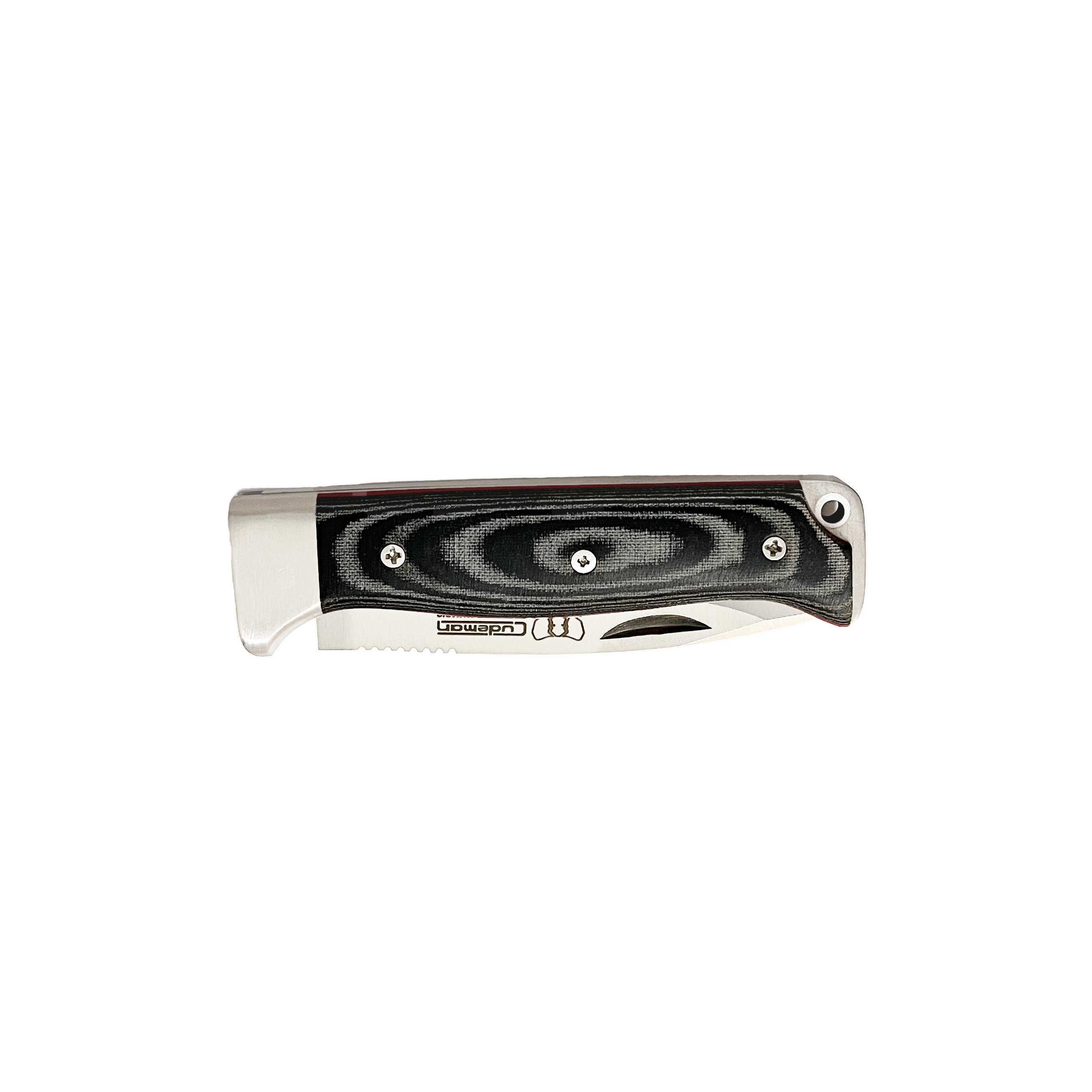 Navaja EDC Cudeman MT8 con mango de micarta negra y hoja de 8 cm
