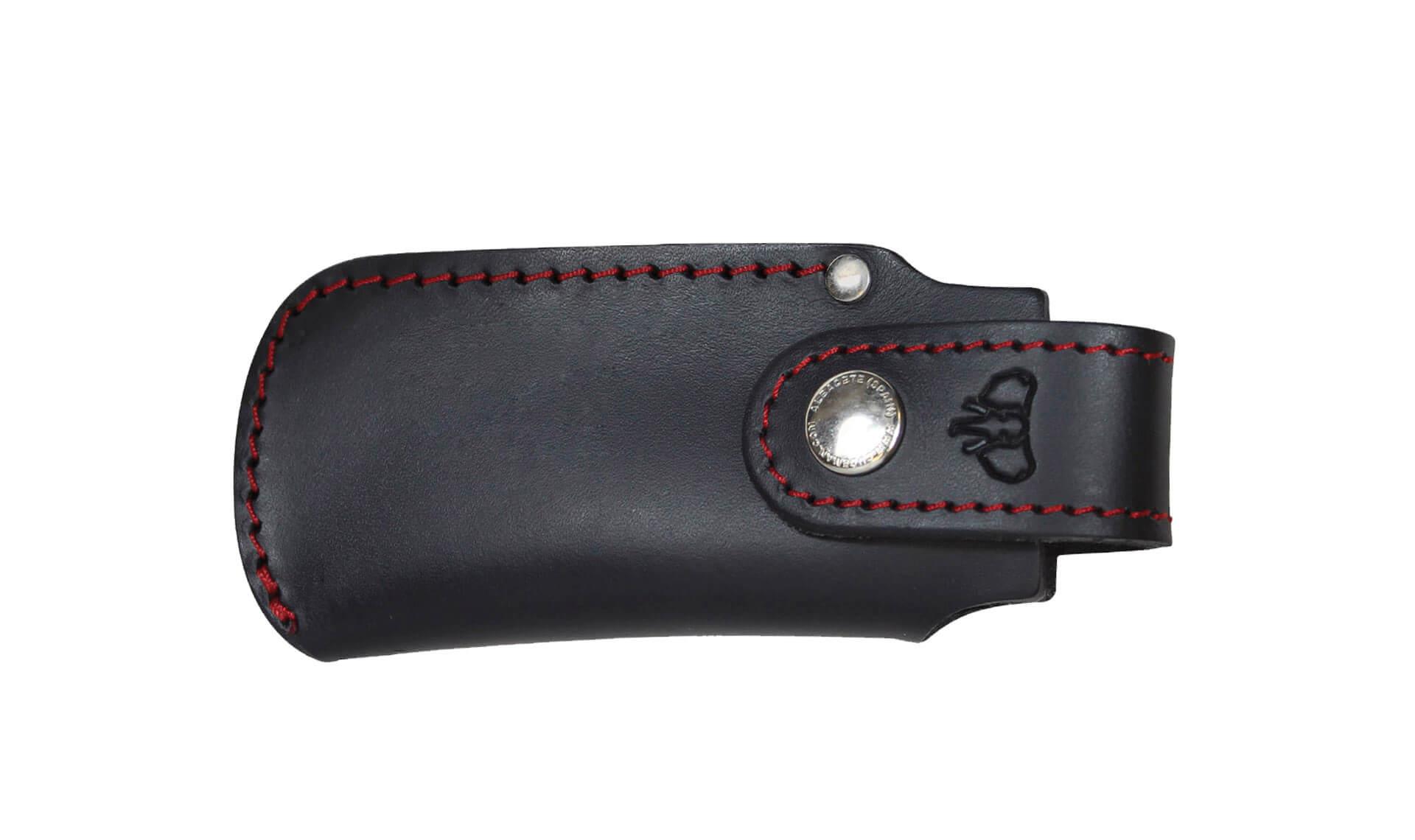 Navaja MT6 Cudeman. Mango micarta negra. Funda de cuero