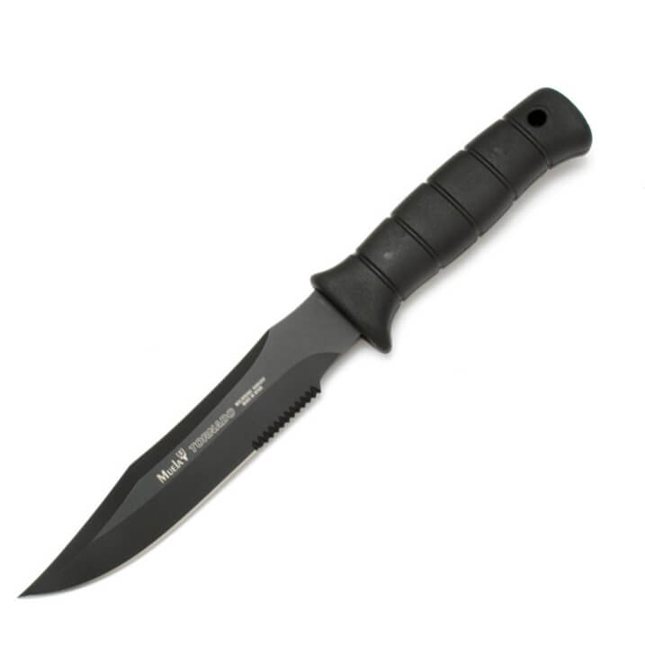 Cuchillo táctico Muela Tornado-18N con mango de goma negra y hoj...