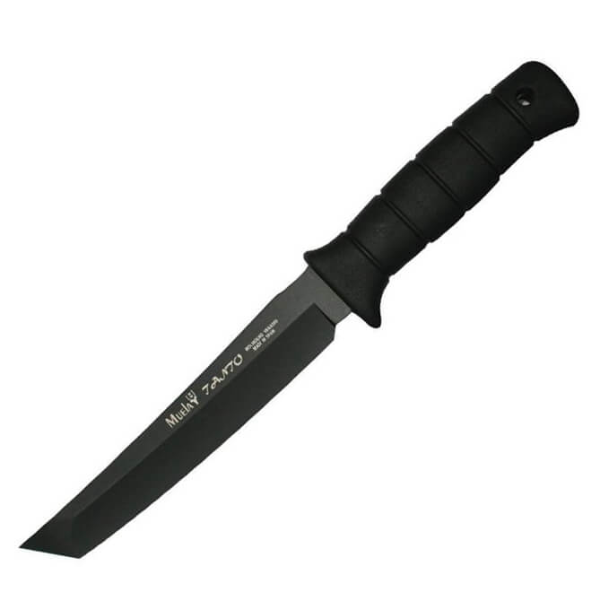 Cuchillo táctico Muela Tanto-19N con mango de goma negra y hoja ...