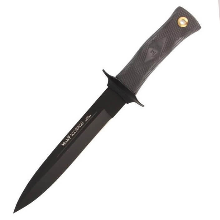 Cuchillo de caza Muela Scorpion-19N con mango de goma negra y hoj...