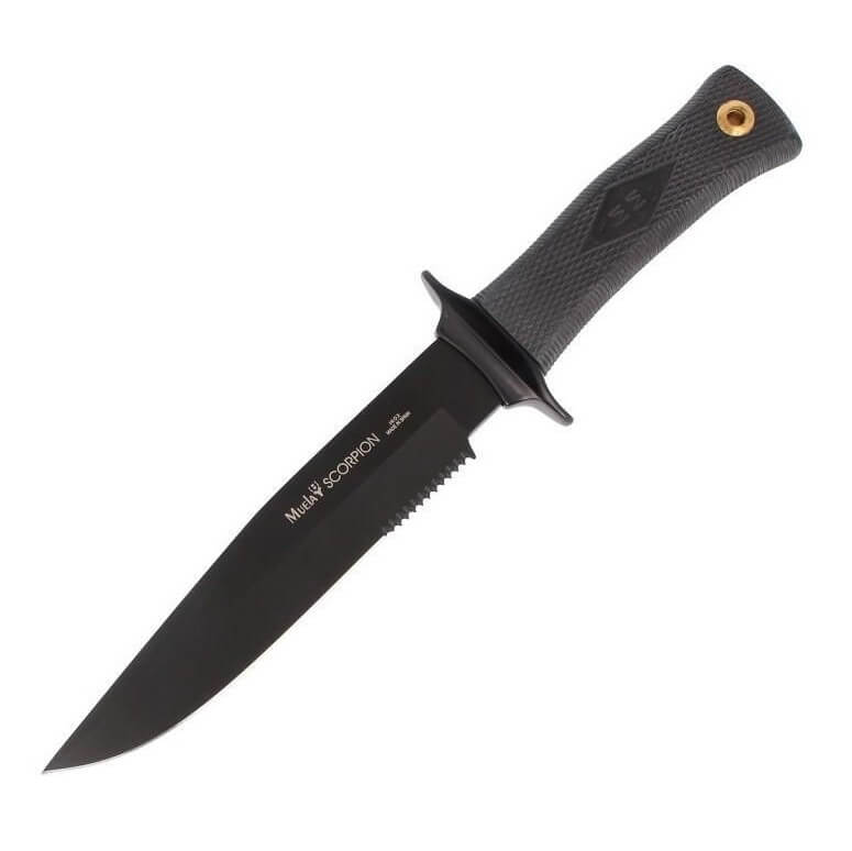 Cuchillo de caza Muela Scorpion-18N con mango de goma negra y hoj...