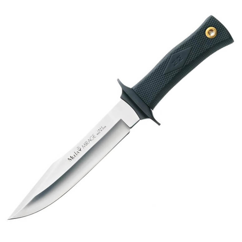 Cuchillo de caza Muela Mirage-18 con mango de goma negra y hoja d...