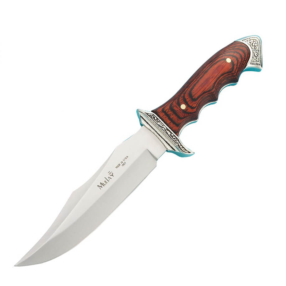 Cuchillo de caza Muela 21733 con mango de madera y zamak plateado...