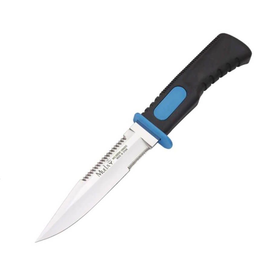 Cuchillo de submarinismo Muela Sub 14.3 con mango de goma negra y...