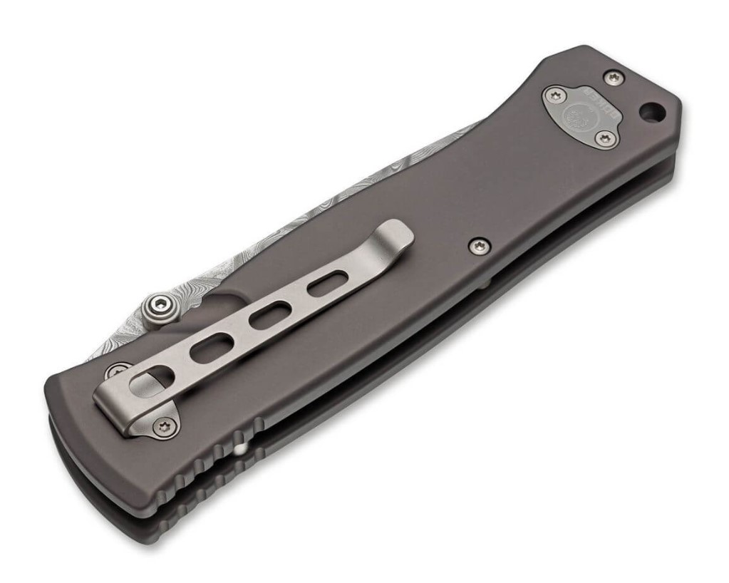 Boker Leopard-Damast II navaja con hoja de damasco y mango de aluminio y madera de ziricote