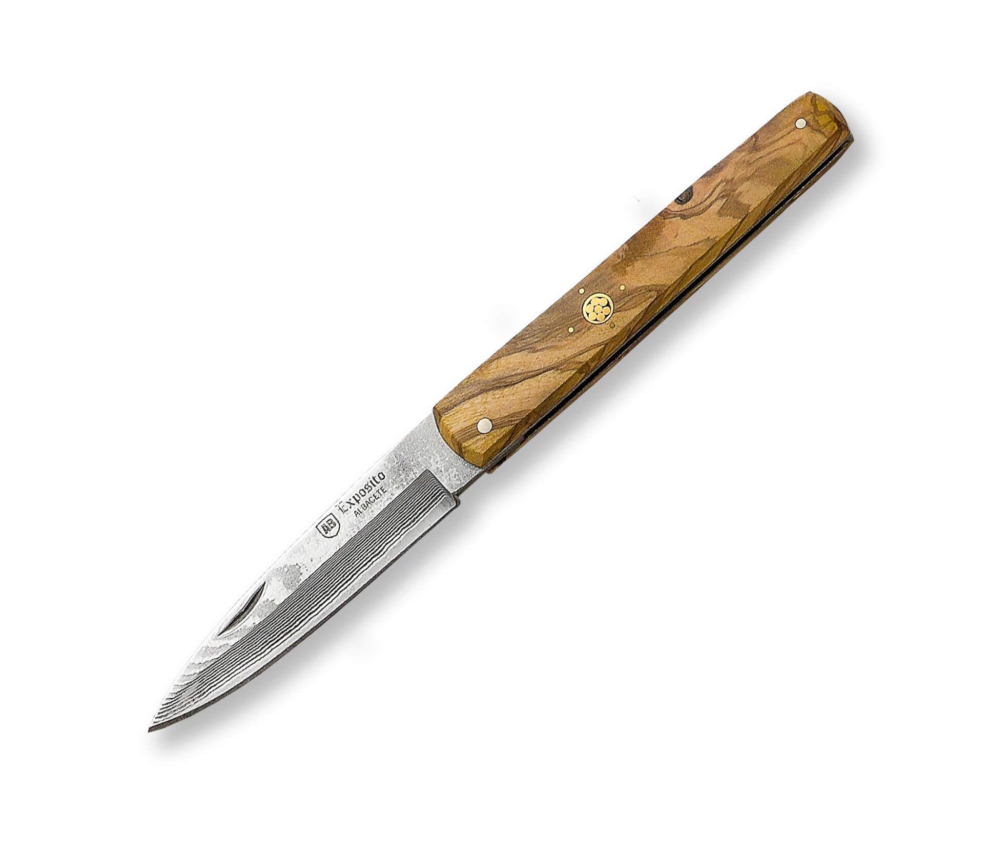 Navaja Machete con puño de olivo y decoración