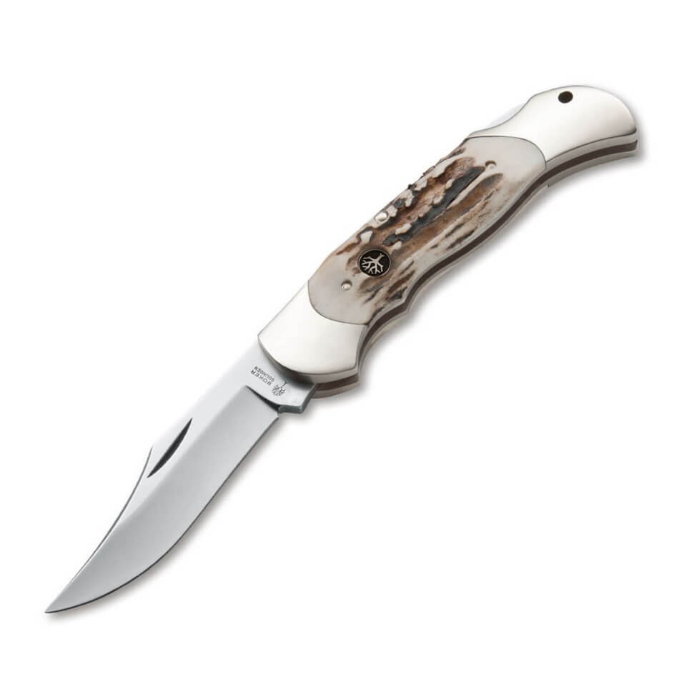 Navaja de bolsillo Boker Optima con mango de asta de ciervo y hoj...