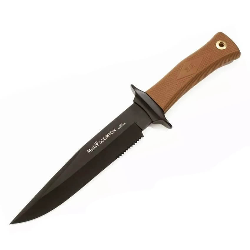 Cuchillo táctico Muela Scorpion 18NM con mango de goma marrón y...