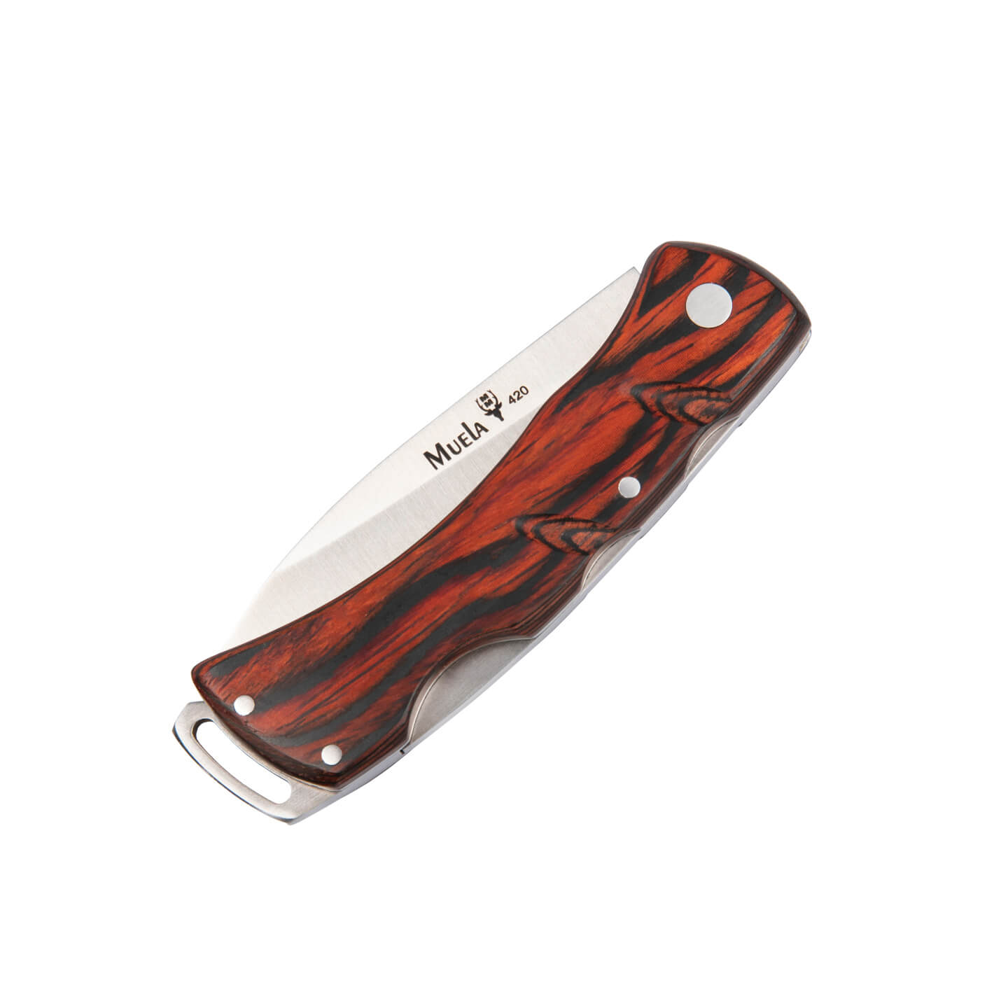 Navaja de bolsillo Muela K-7R con mango de madera prensada coral y hoja de 7 cm