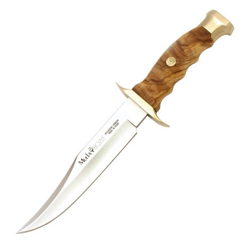 Cuchillo de caza Muela Bowie con mango de madera de olivo y hoja ...