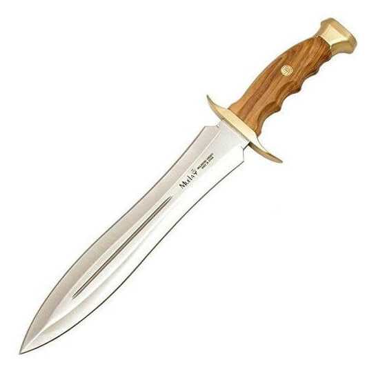 Cuchillo de caza Muela Bowie con mango de madera de olivo y hoja ...