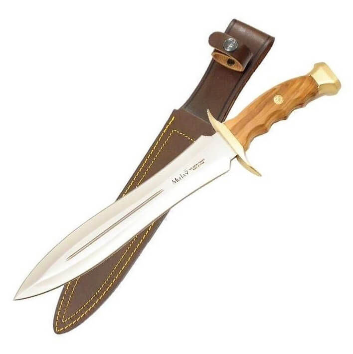 Cuchillo de caza Muela Bowie con mango de madera de olivo y hoja de 24 cm