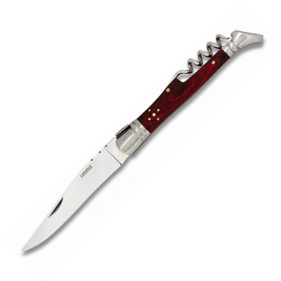 Navaja Laguiole Albainox con mango de madera roja, sacacorchos y ...