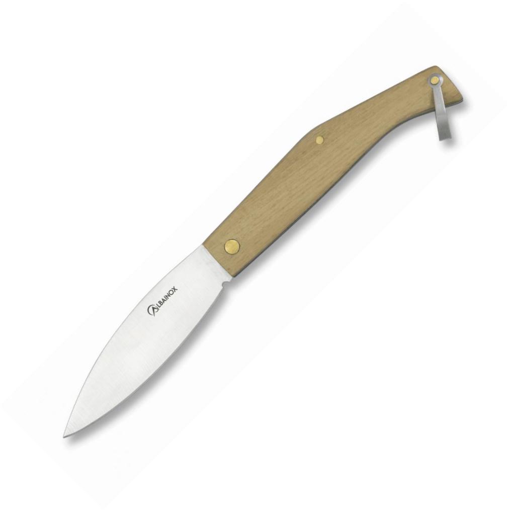 Navaja ALBAINOX con cachas de madera natural y hoja de 8 cm