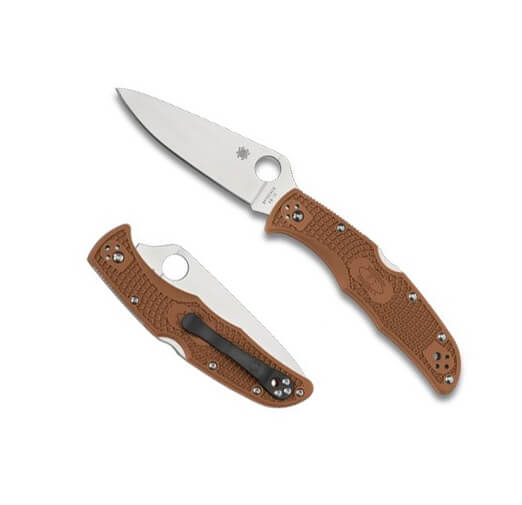 Navaja Spyderco Endura 4 con hoja de VG10 y mango de FRN marrón