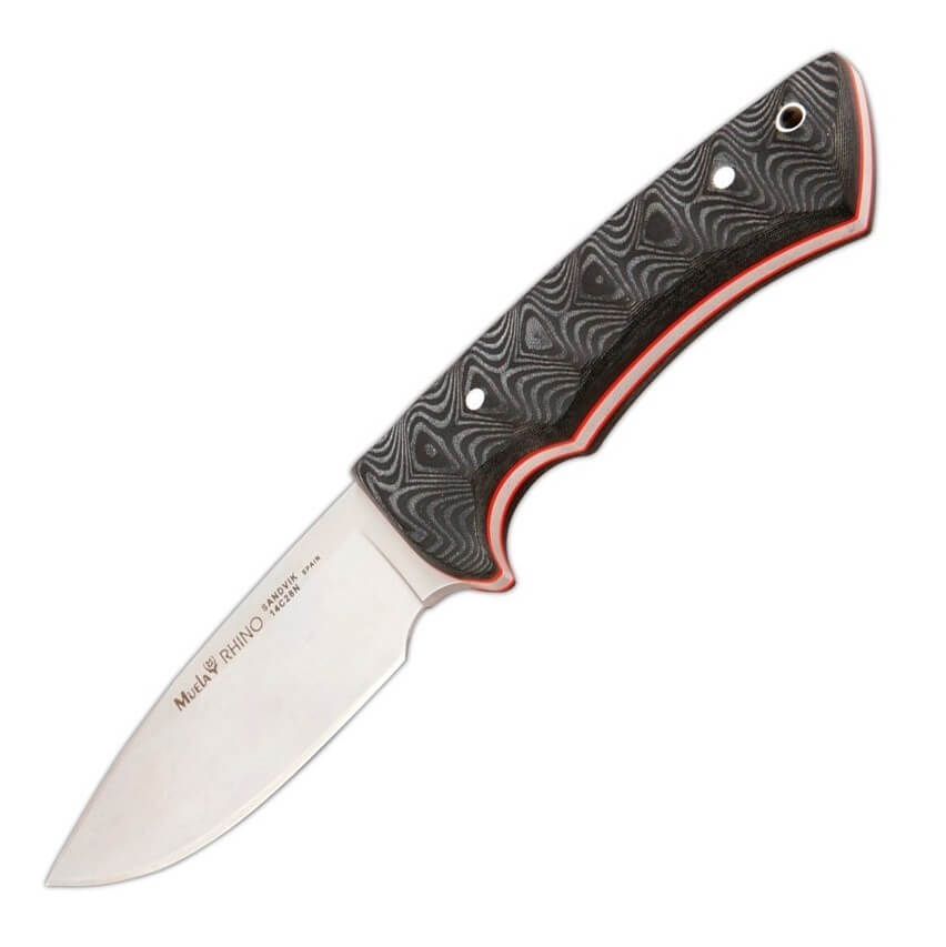 Cuchillo táctico Muela Rhino con mango de micarta negra y funda ...