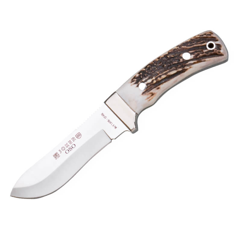 Cuchillo de caza Joker Oso con mango de asta de ciervo y virola i...