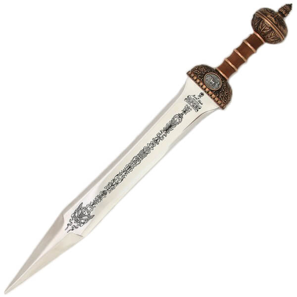 Espada Romana Julio César con empuñadura madera labrada con mol...
