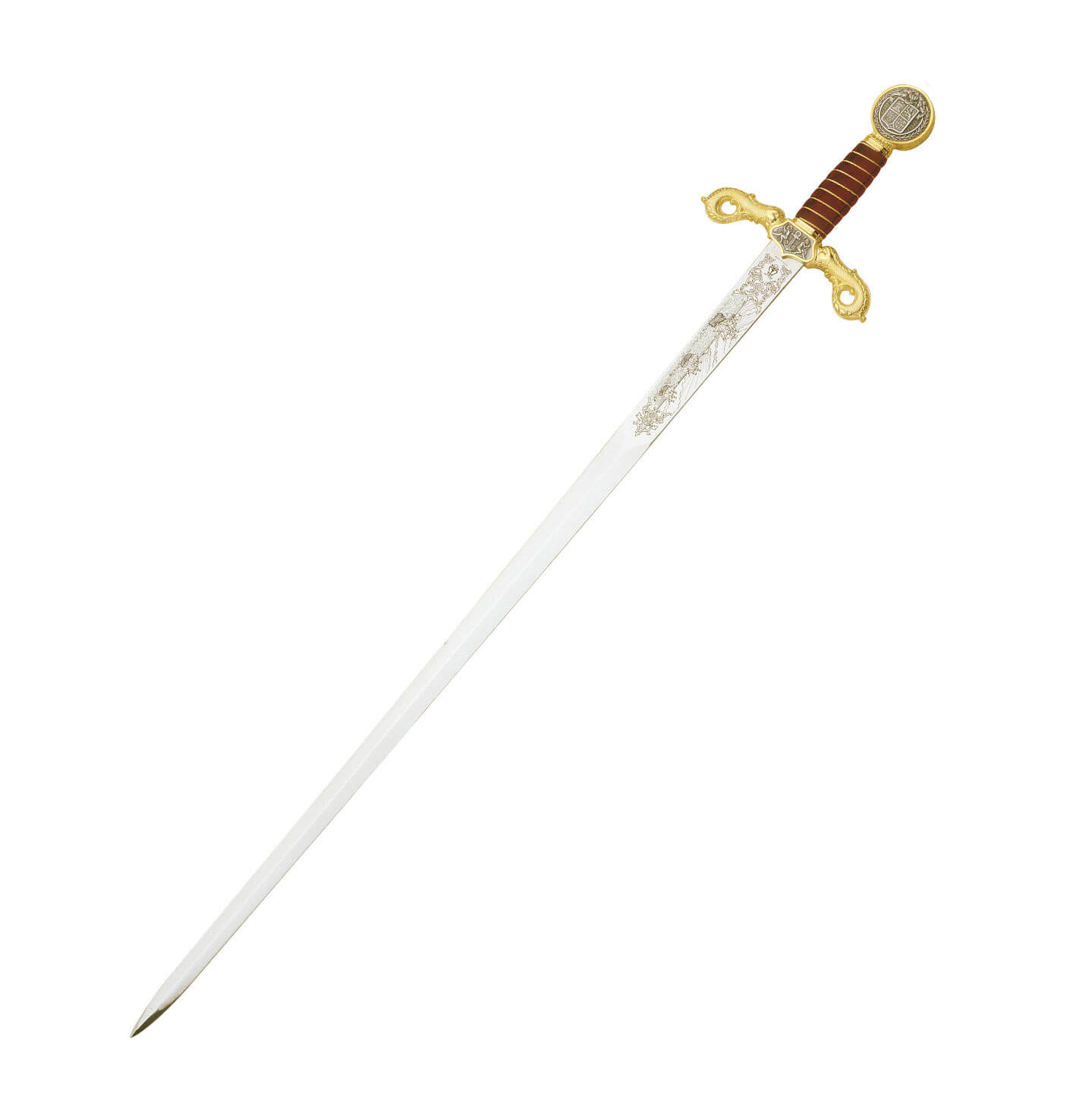 Espada de Cristobal Colón con empuñadura dorada con decoracione...
