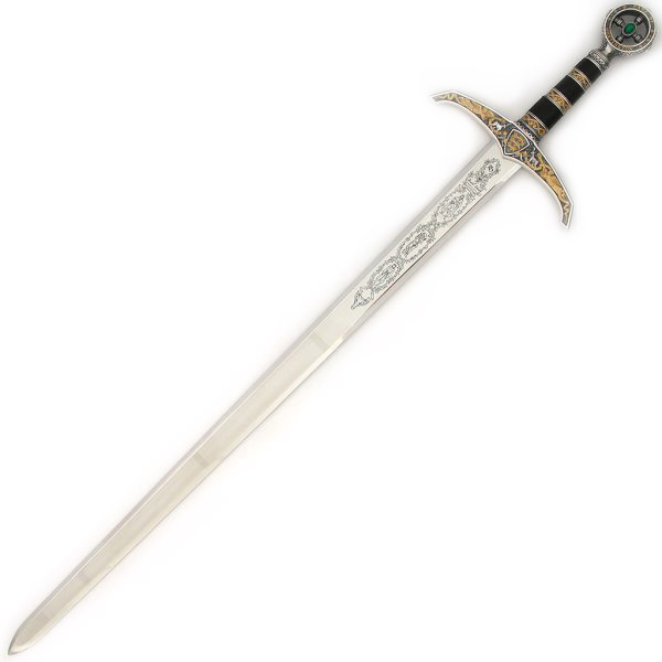 Espada de Robin Hood con empuñadura negra y plata con decoracion...