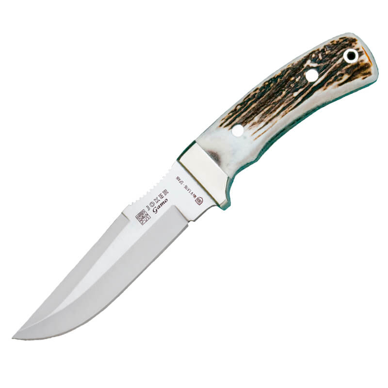 Cuchillo de caza Joker Gamo con mango de asta de ciervo con virola y hoja de 13 cm