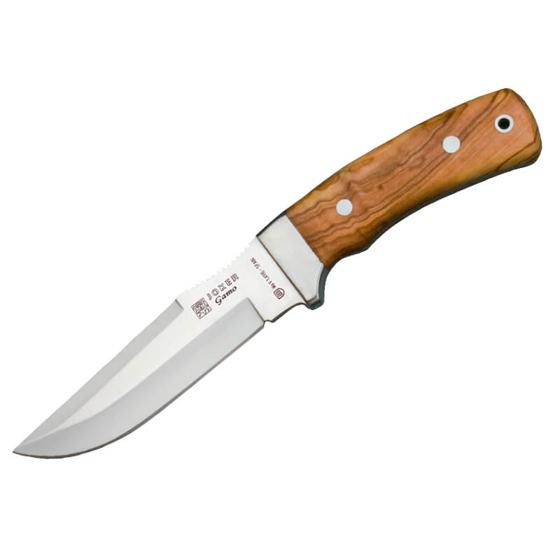 Cuchillo de caza Joker Gamo con mango de madera de olivo con virola y hoja de 13 cm