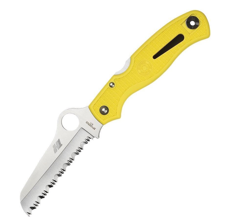 Navaja Spyderco Atlantic Salt FRN con mango amarillo y SpyderEdge