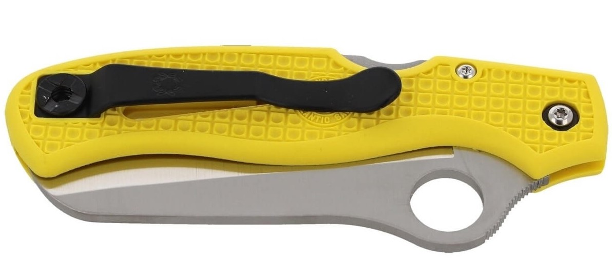 Navaja Spyderco Atlantic Salt FRN con mango amarillo y SpyderEdge