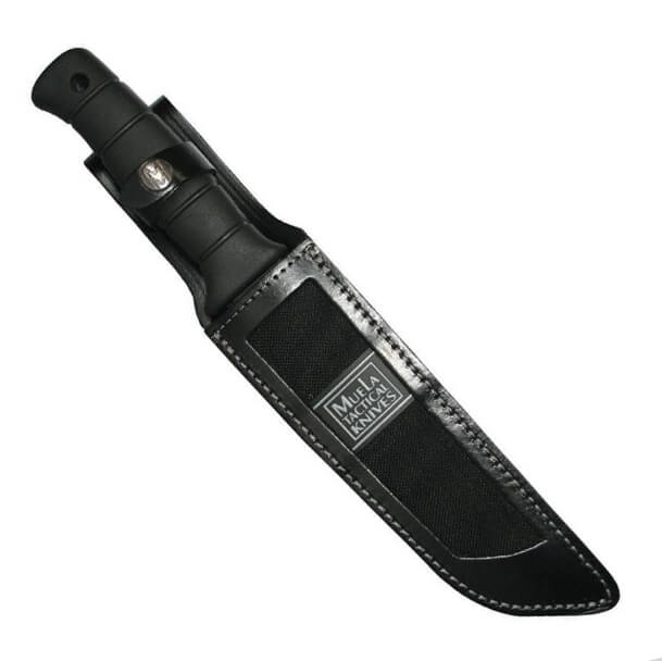Cuchillo táctico Muela Tanto-19W con mango de goma negra y hoja satinada