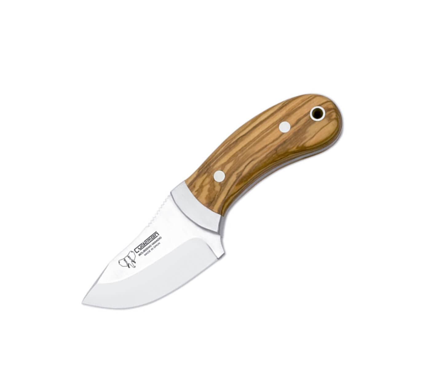 Cuchillo desollador Cudeman  288-L con puño de madera de olivo y hoja de 7,5 cm