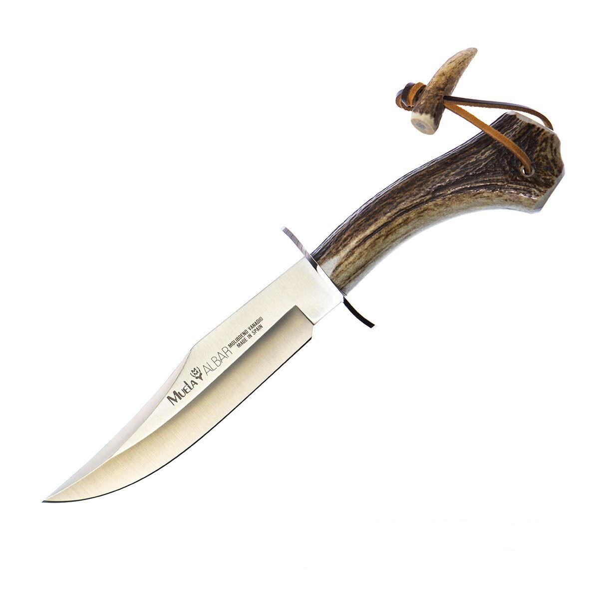 Cuchillo de caza Muela Albar con puño de asta de ciervo y guarda...