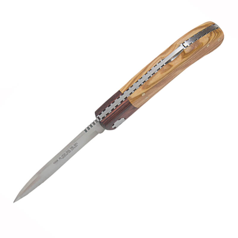 Navaja de bolsillo Joker Pachon con mango de madera de olivo y palisandro y hoja drop point de 8 cm