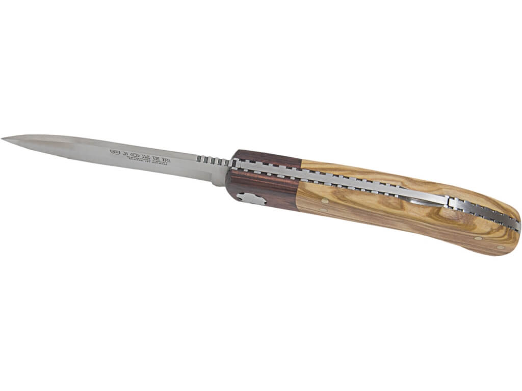 Navaja de bolsillo Joker Pachon con mango de madera de olivo y palisandro y hoja drop point de 8 cm