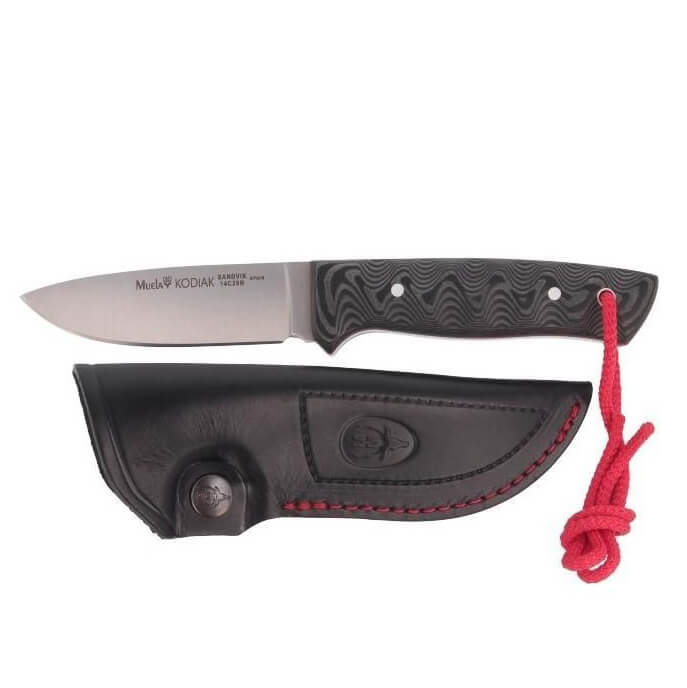 Cuchillo tactico Muela Kodiak con hoja de acero sandvik y mango en micarta verde y funda kydex
