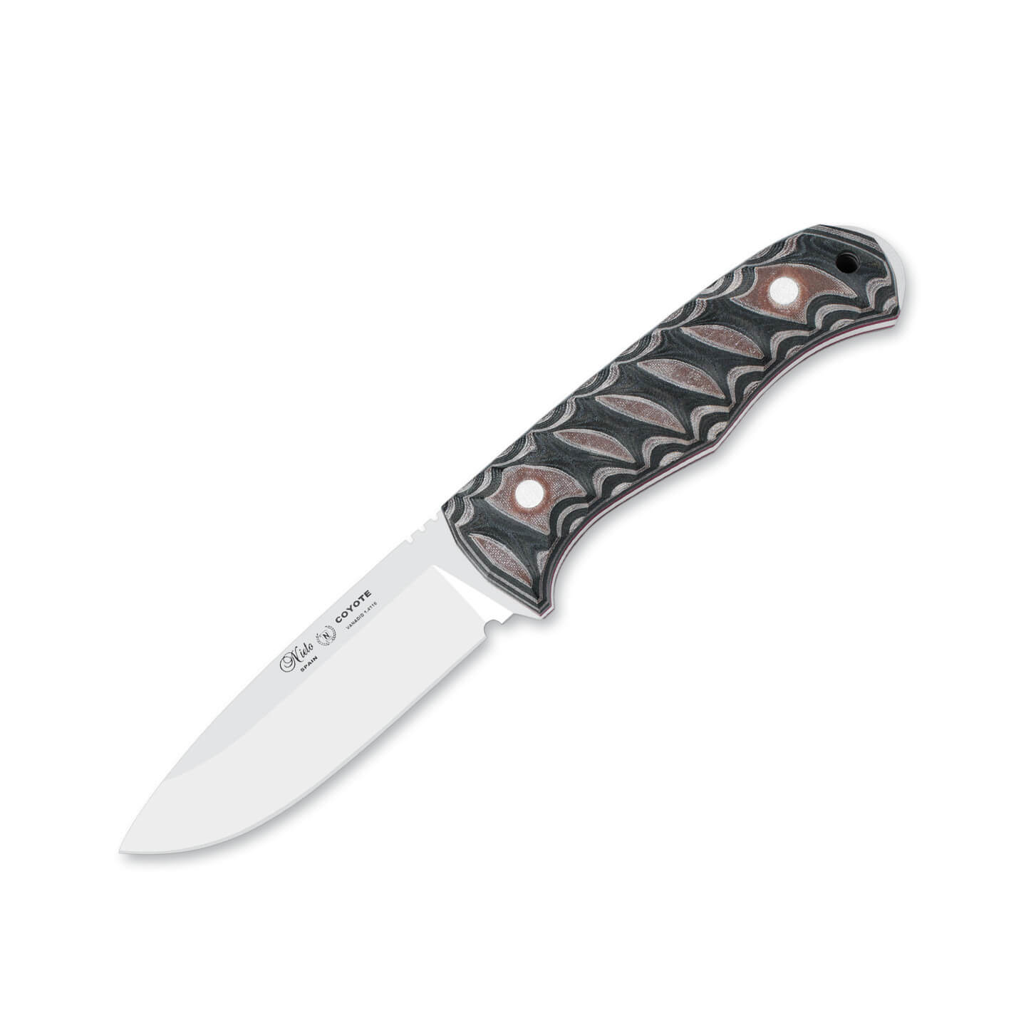 Cuchillo bushcraft Nieto Coyote con mango de katex marrón con ho...