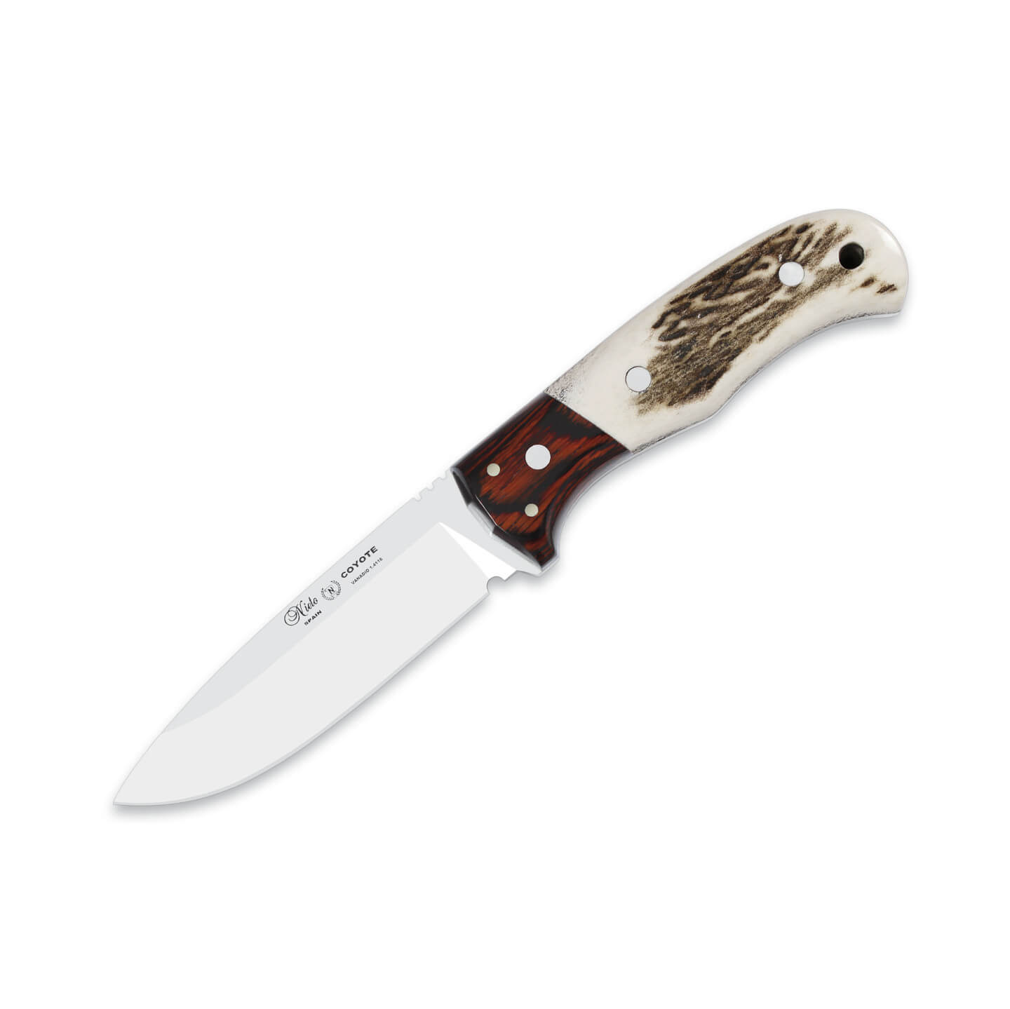 Cuchillo bushcraft Nieto Coyote con mango de asta de ciervo y est...
