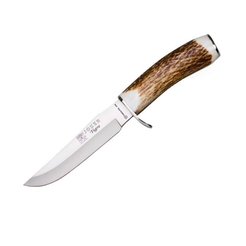 Cuchillo de caza Joker Tigre con mango de asta de ciervo y hoja d...