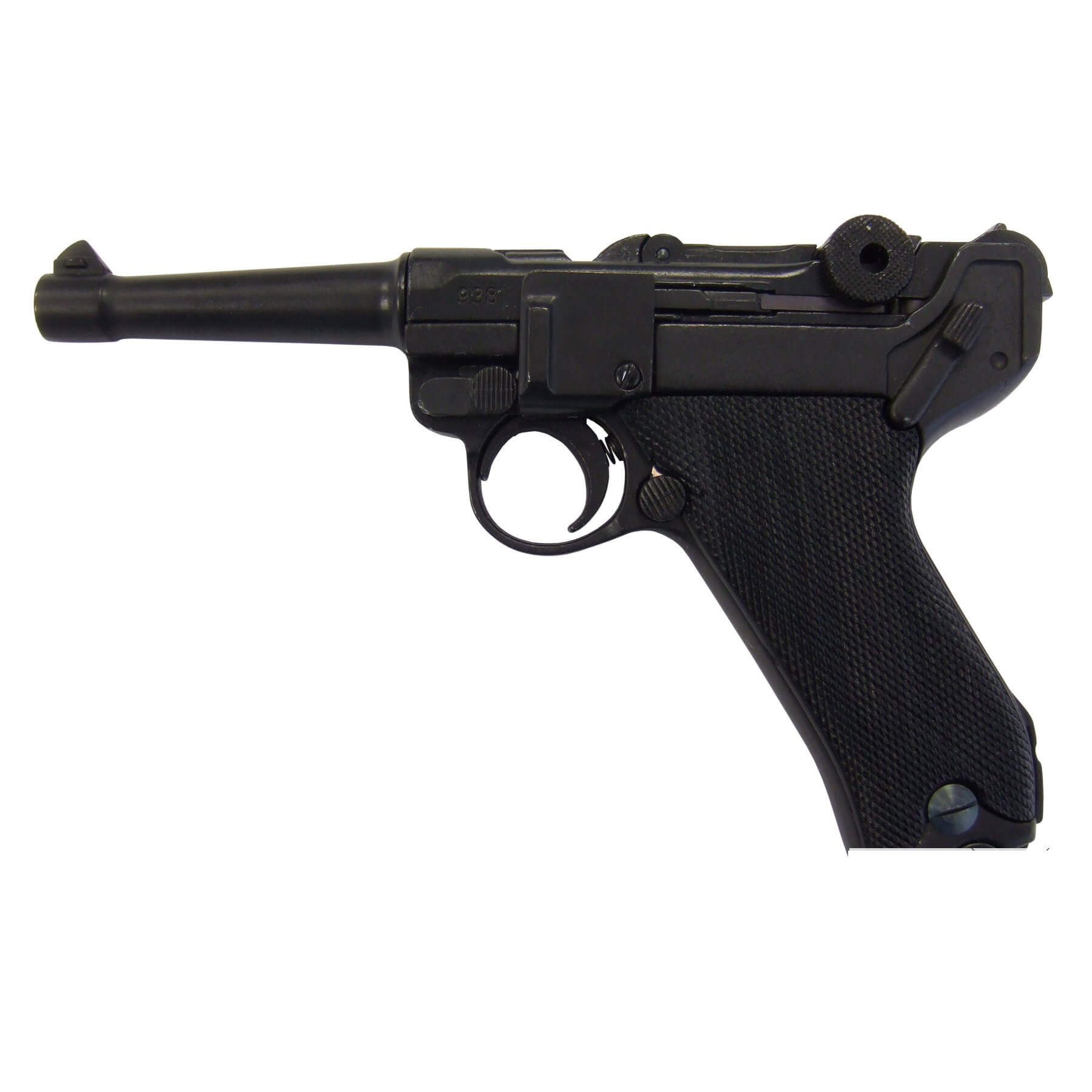 Pistola Parabellum Luger P08, Alemania 1898 fabricada en metal y cachas de plástico negro