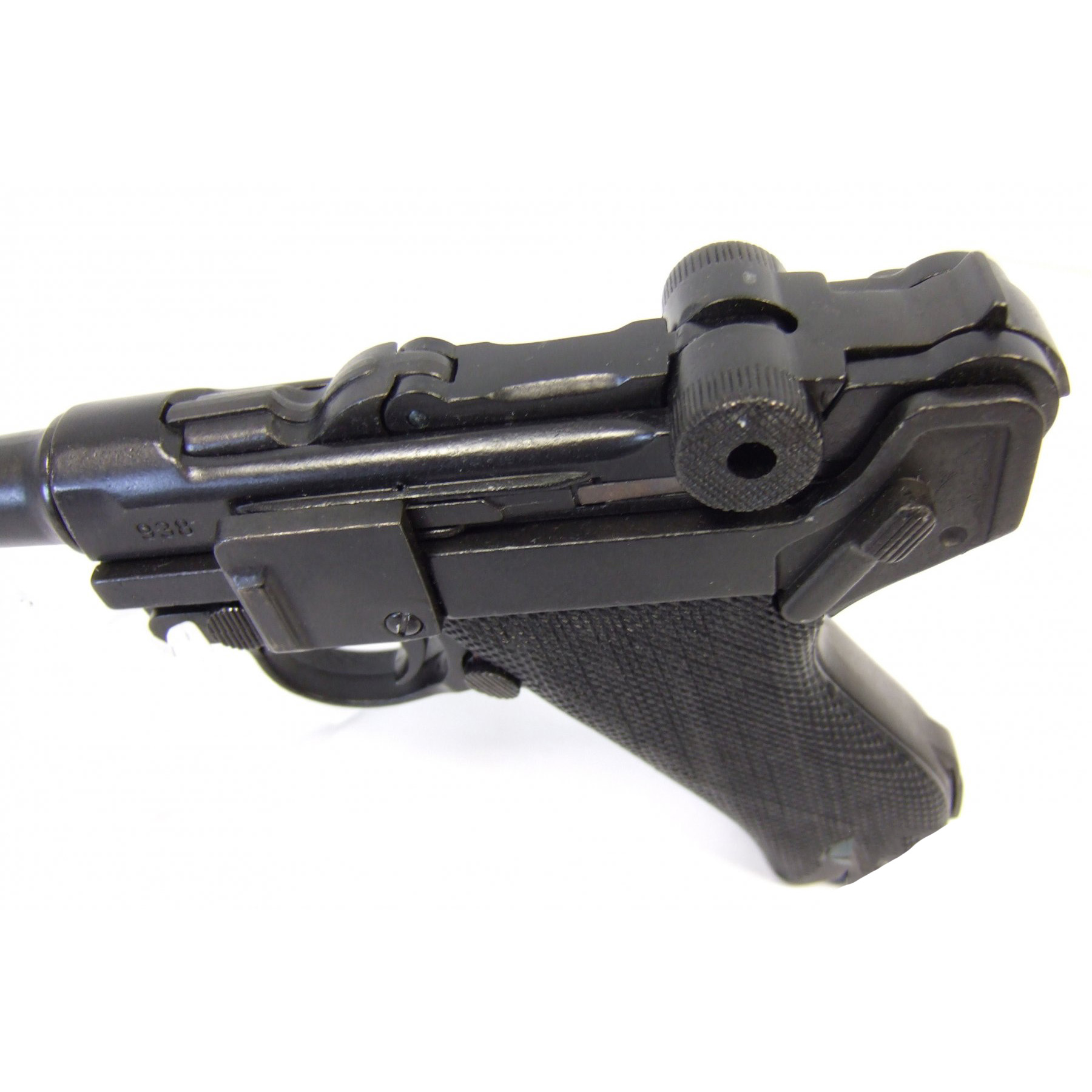 Pistola Parabellum Luger P08, Alemania 1898 fabricada en metal y cachas de plástico negro
