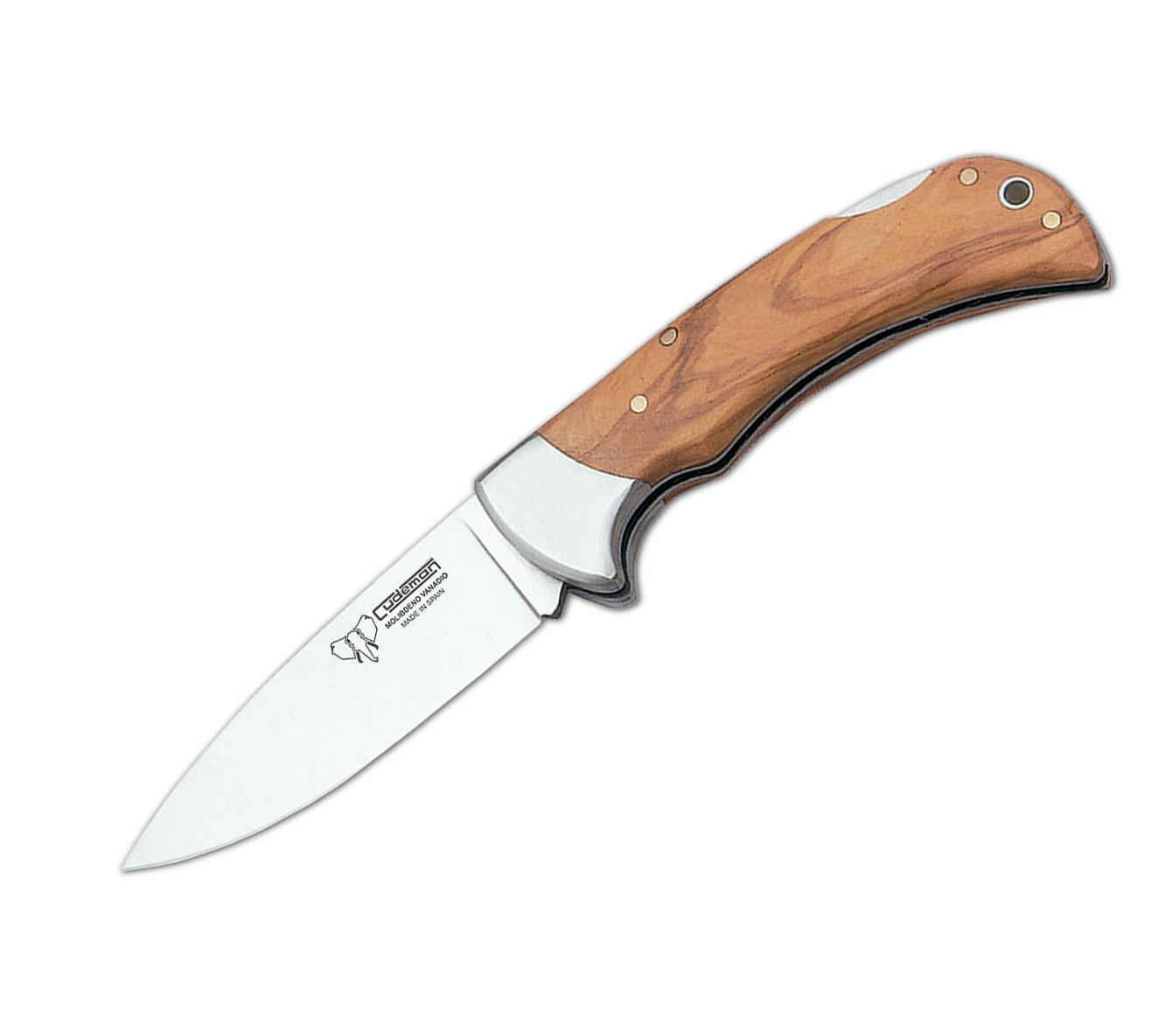 Navaja de caza Cudeman con virola. Mango en madera de olivo. Acer...