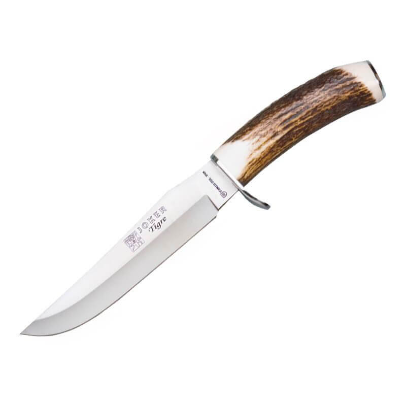 Cuchillo de caza Joker Tigre con mango de asta de ciervo y hoja d...
