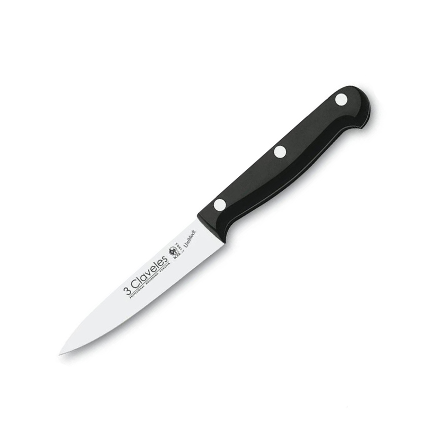 Cuchillo mondador de 10 cm con mango de POM 3 Claveles B 01109