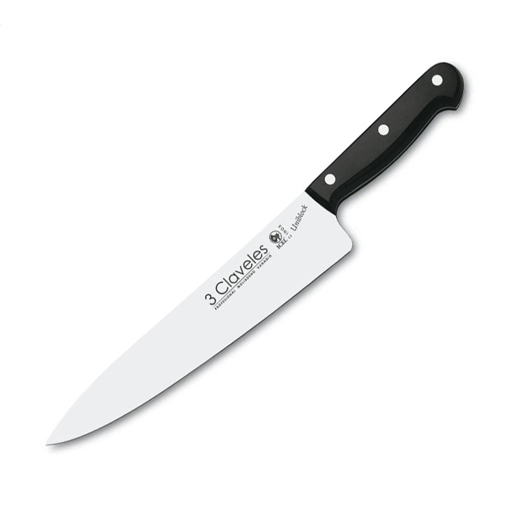 Cuchillo cocinero con hoja de 25 cm con mango de POM 3 Claveles B...